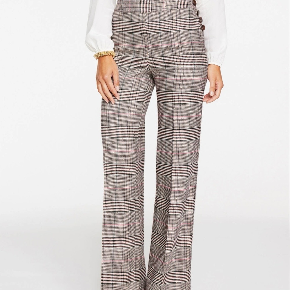 Talbots High-Waisted Plaid Wide Leg Tailored Women's Pants